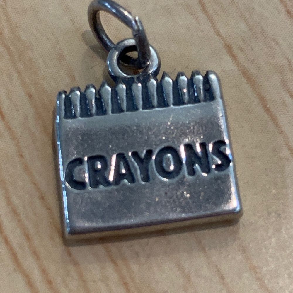 .925 Box of Crayons Sterling Silver Jewelry Charm